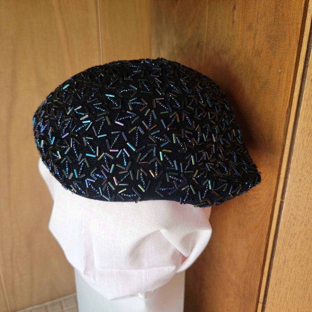 Vintage Black Sequin Women's Beret